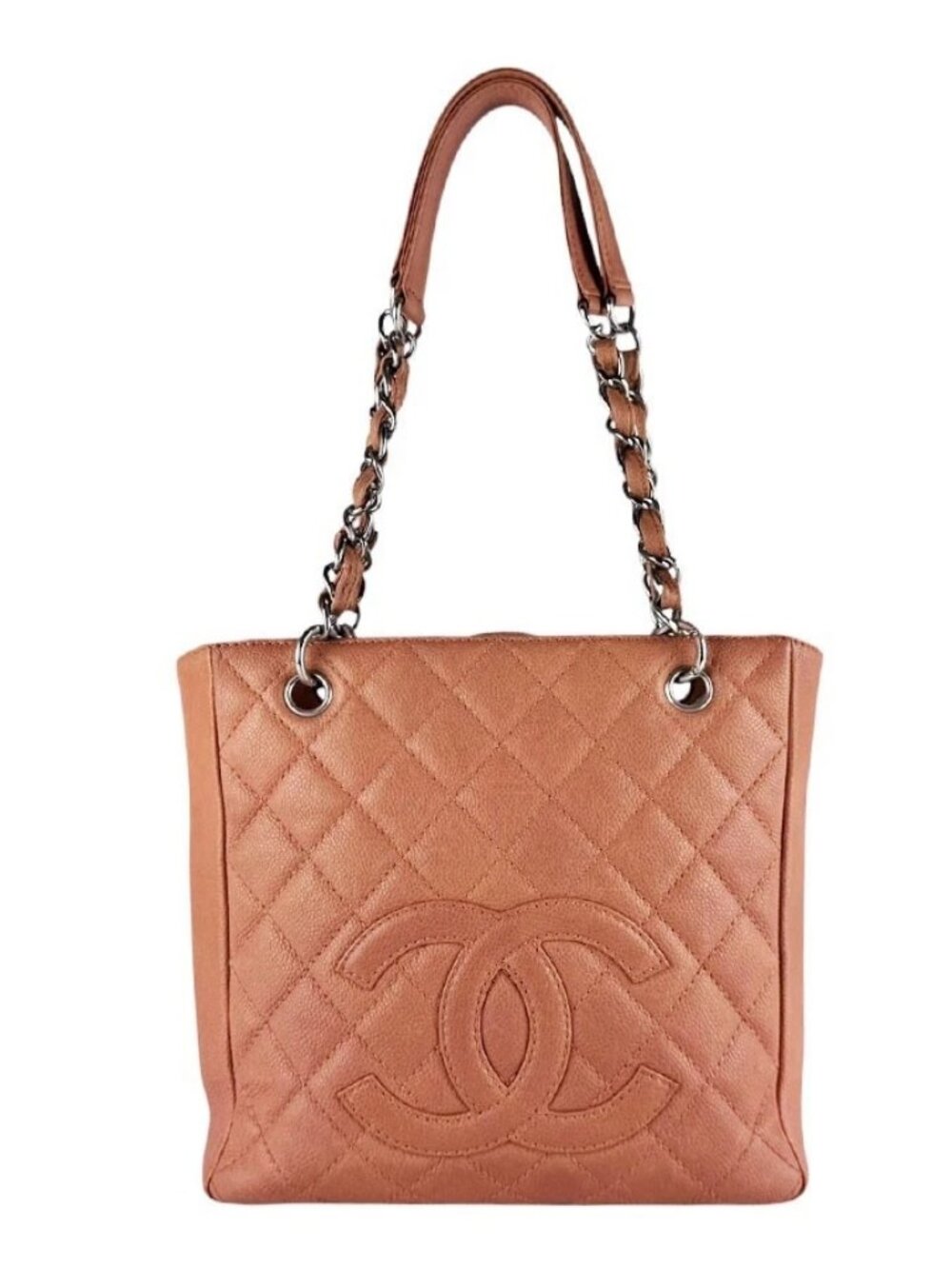 CHANEL PST Shoulder Bag Pink/Silver Leather/Metal